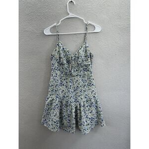 L.A. Hearts Womens Dress Size Medium Blue Floral Sleeveless Front Tie